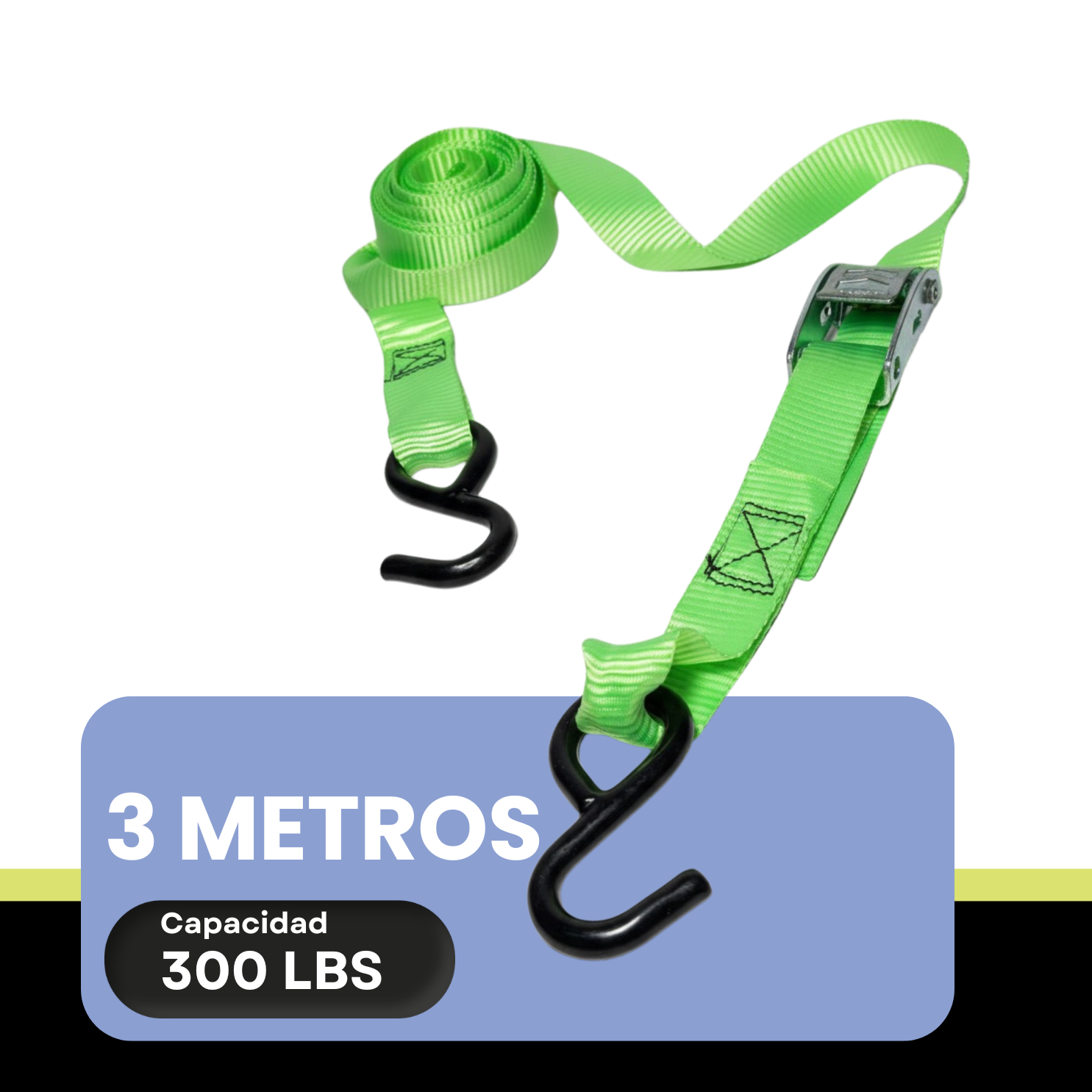 Correas de Amarre Premium para Carga Vehicular Pack x4 - 3metros (Tie Down)