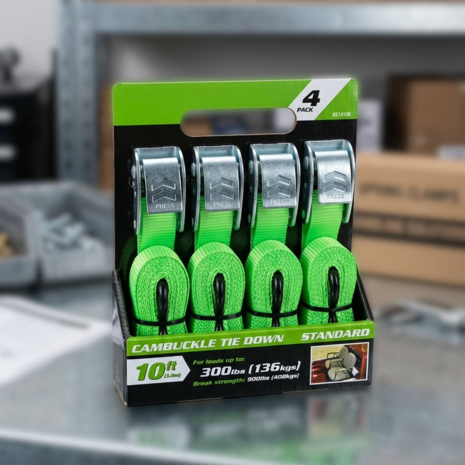 Correas de Amarre Premium para Carga Vehicular Pack x4 - 3metros (Tie Down)