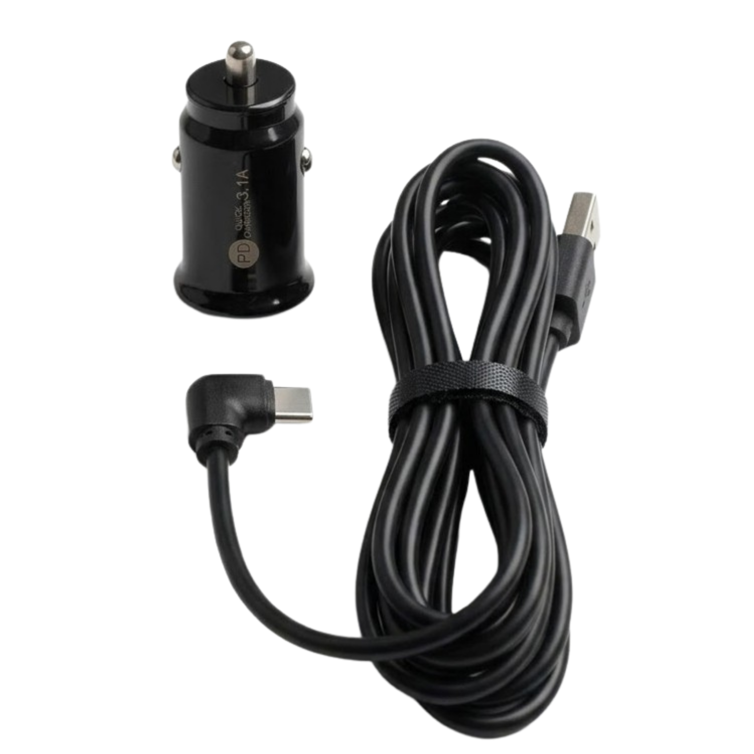 Cargador Auto Dashcam 3.1A - Cable USB-C en "L"